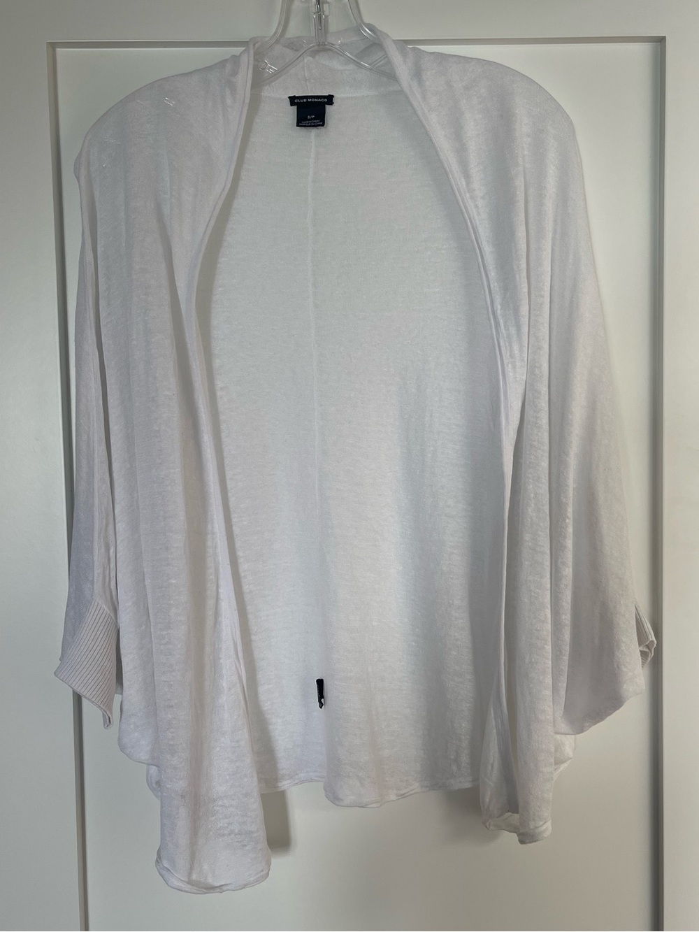 Club Monaco White Open-Front Linen Lightweight Cardigan Shawl size Small